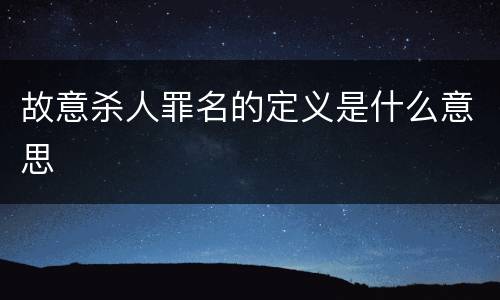 故意杀人罪名的定义是什么意思