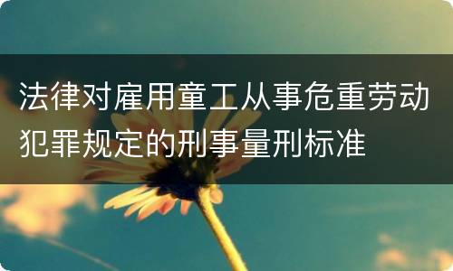法律对雇用童工从事危重劳动犯罪规定的刑事量刑标准