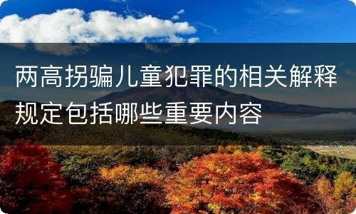 两高拐骗儿童犯罪的相关解释规定包括哪些重要内容