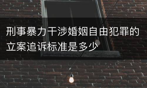 刑事暴力干涉婚姻自由犯罪的立案追诉标准是多少