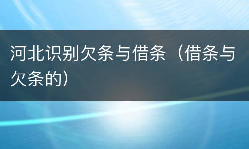 河北识别欠条与借条（借条与欠条的）