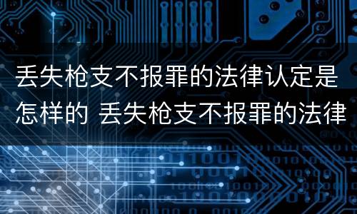 丢失枪支不报罪的法律认定是怎样的 丢失枪支不报罪的法律认定是怎样的标准