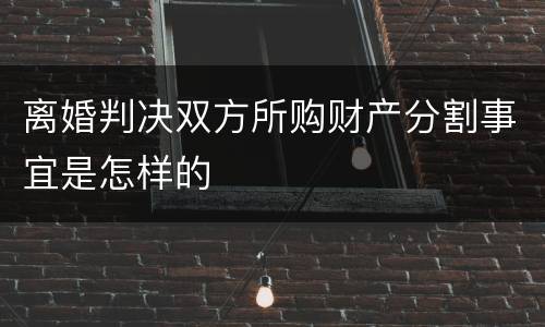 离婚判决双方所购财产分割事宜是怎样的