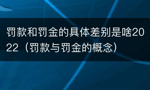 罚款和罚金的具体差别是啥2022（罚款与罚金的概念）