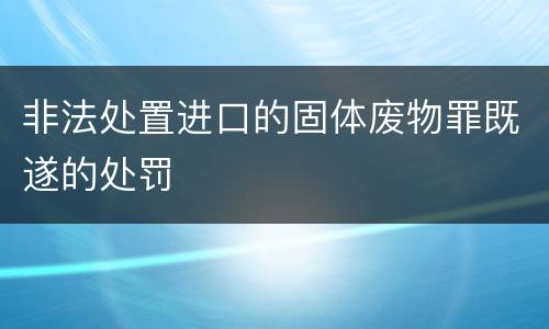 非法处置进口的固体废物罪既遂的处罚