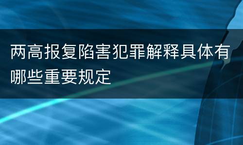 两高报复陷害犯罪解释具体有哪些重要规定