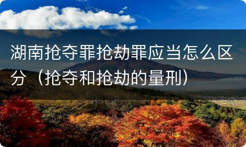 湖南抢夺罪抢劫罪应当怎么区分（抢夺和抢劫的量刑）