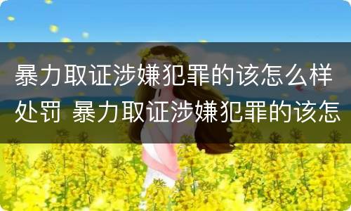 暴力取证涉嫌犯罪的该怎么样处罚 暴力取证涉嫌犯罪的该怎么样处罚他