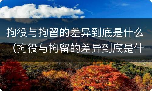 拘役与拘留的差异到底是什么（拘役与拘留的差异到底是什么呢）