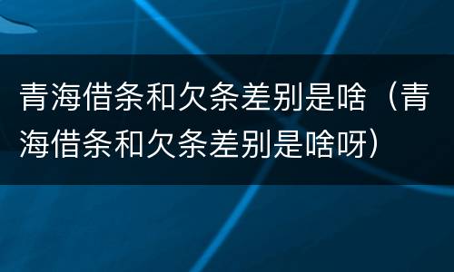 青海借条和欠条差别是啥（青海借条和欠条差别是啥呀）