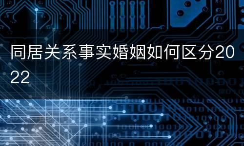 同居关系事实婚姻如何区分2022