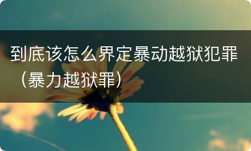 到底该怎么界定暴动越狱犯罪（暴力越狱罪）