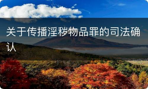 关于传播淫秽物品罪的司法确认
