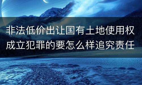 非法低价出让国有土地使用权成立犯罪的要怎么样追究责任