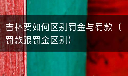 吉林要如何区别罚金与罚款（罚款跟罚金区别）