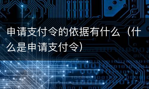 申请支付令的依据有什么（什么是申请支付令）