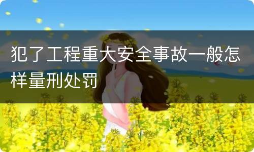 犯了工程重大安全事故一般怎样量刑处罚