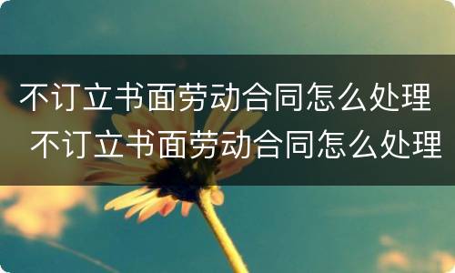 不订立书面劳动合同怎么处理 不订立书面劳动合同怎么处理