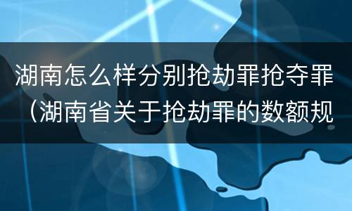 湖南怎么样分别抢劫罪抢夺罪（湖南省关于抢劫罪的数额规定）