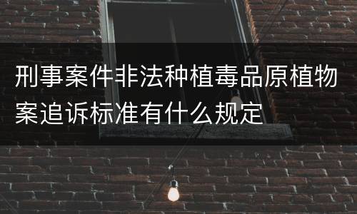刑事案件非法种植毒品原植物案追诉标准有什么规定