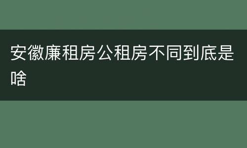 安徽廉租房公租房不同到底是啥