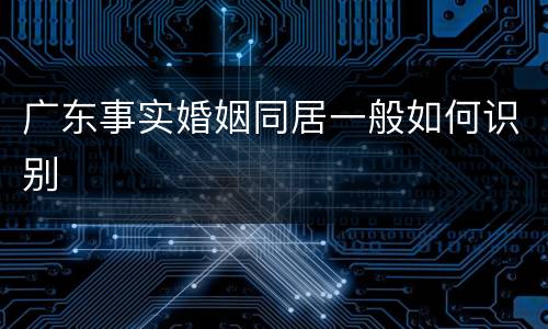 广东事实婚姻同居一般如何识别