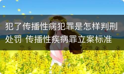 犯了传播性病犯罪是怎样判刑处罚 传播性疾病罪立案标准