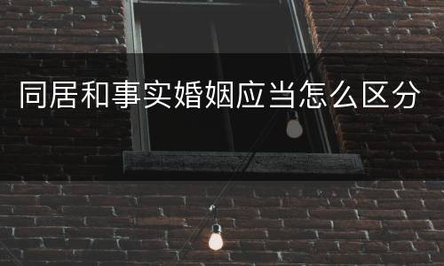 同居和事实婚姻应当怎么区分