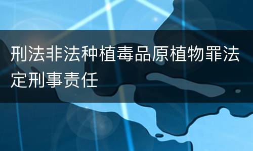 刑法非法种植毒品原植物罪法定刑事责任