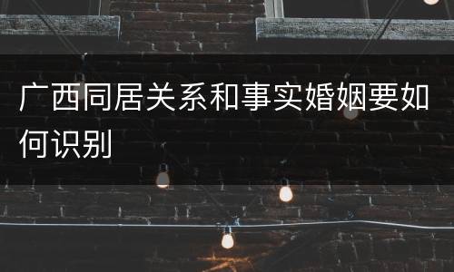 广西同居关系和事实婚姻要如何识别
