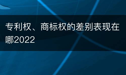 专利权、商标权的差别表现在哪2022