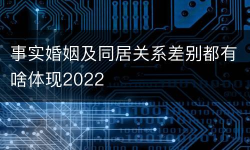 事实婚姻及同居关系差别都有啥体现2022