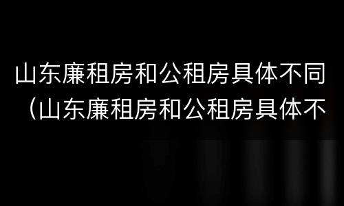 山东廉租房和公租房具体不同（山东廉租房和公租房具体不同点）