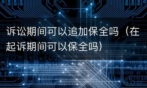 诉讼期间可以追加保全吗（在起诉期间可以保全吗）