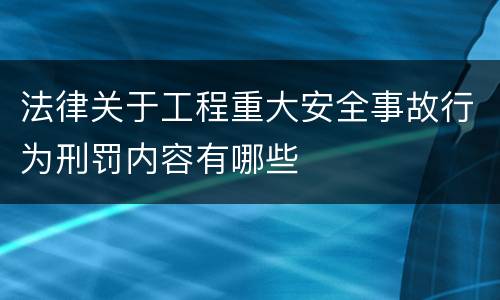 法律关于工程重大安全事故行为刑罚内容有哪些