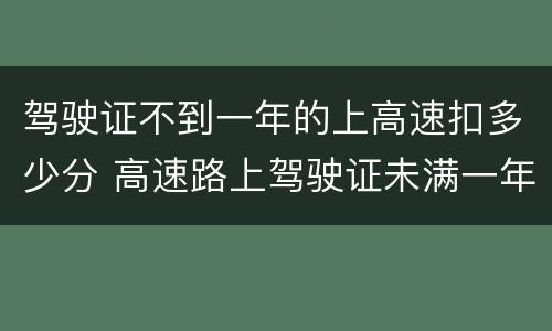 驾驶证不到一年的上高速扣多少分 高速路上驾驶证未满一年多少扣分