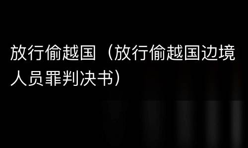 放行偷越国（放行偷越国边境人员罪判决书）