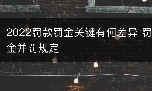 2022罚款罚金关键有何差异 罚金并罚规定