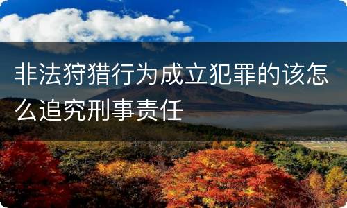 非法狩猎行为成立犯罪的该怎么追究刑事责任