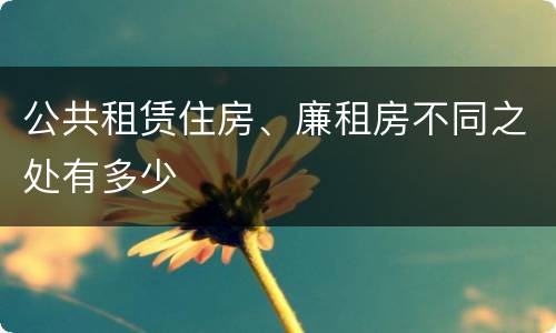 公共租赁住房、廉租房不同之处有多少