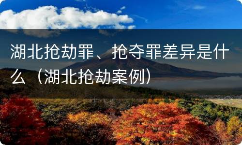 湖北抢劫罪、抢夺罪差异是什么（湖北抢劫案例）