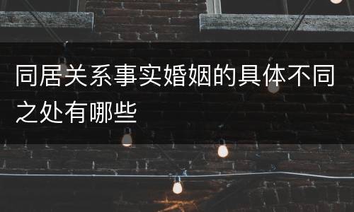 同居关系事实婚姻的具体不同之处有哪些