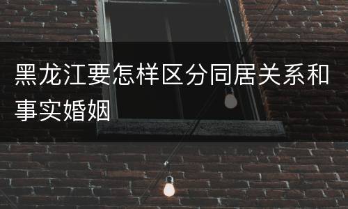 黑龙江要怎样区分同居关系和事实婚姻