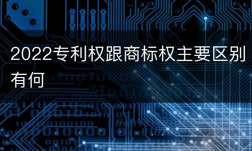 2022专利权跟商标权主要区别有何