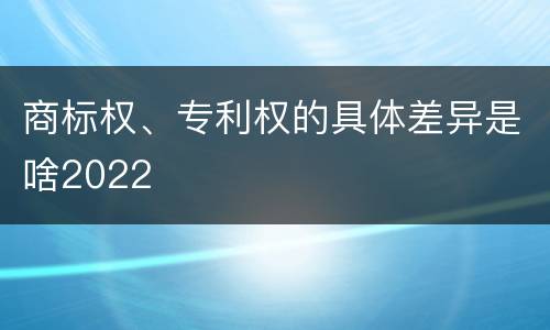 商标权、专利权的具体差异是啥2022