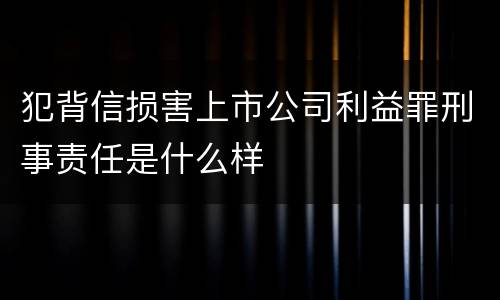 犯背信损害上市公司利益罪刑事责任是什么样