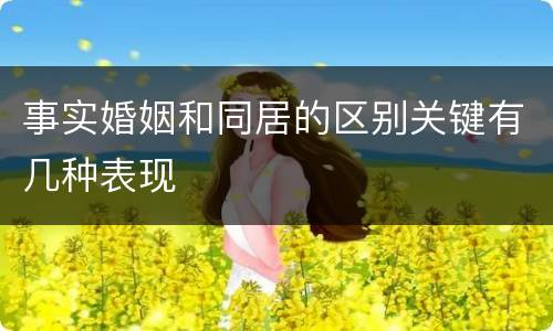 事实婚姻和同居的区别关键有几种表现