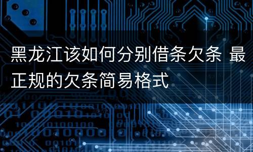黑龙江该如何分别借条欠条 最正规的欠条简易格式