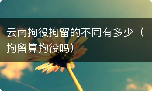 云南拘役拘留的不同有多少（拘留算拘役吗）