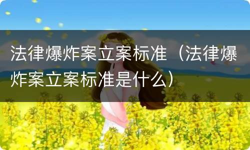 法律爆炸案立案标准（法律爆炸案立案标准是什么）